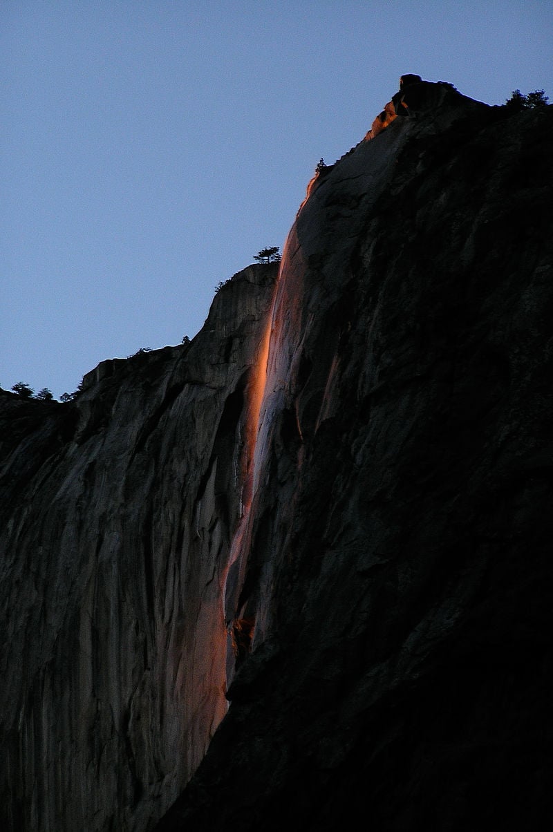 horsetail falls on fire