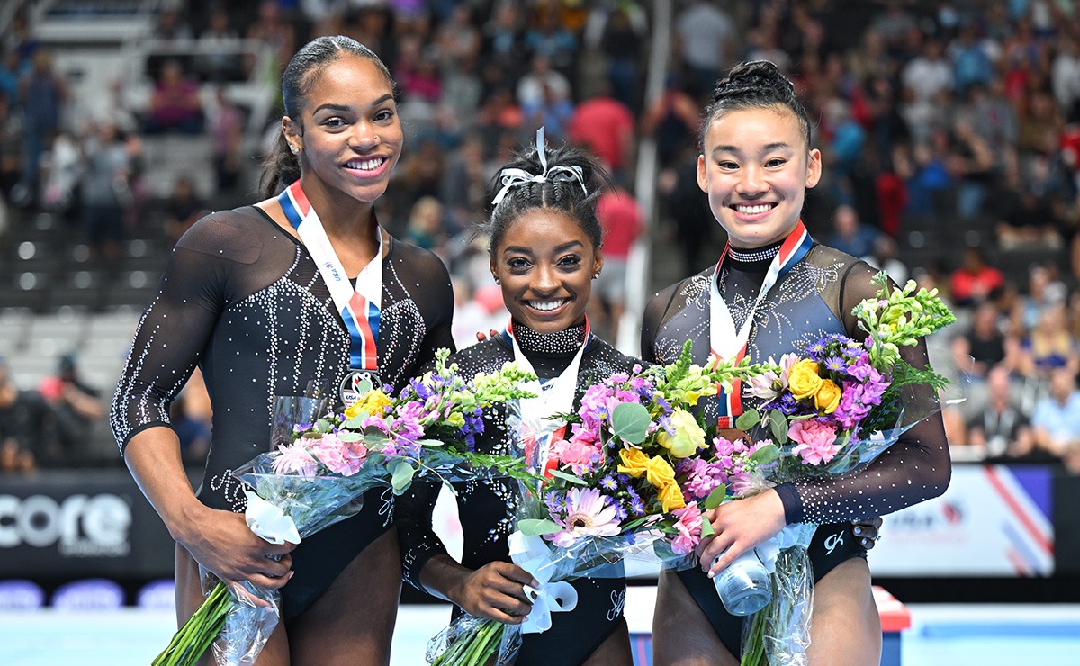 Simone Biles leads US women's team to gymnastics world