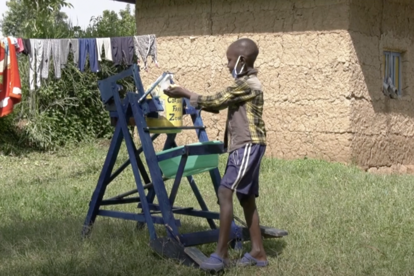 Nine-Year-Old Kenyan Boy Builds Hand Sanitizing Station To Help Fight COVID-19